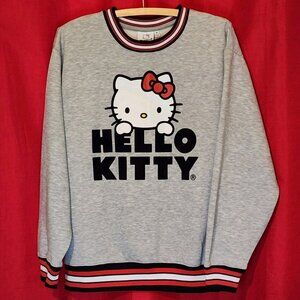 Hello Kitty Women's Sweater Retro Striped Grey Size Medium